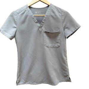 FIGS Technical Collection Scrub‎ Top Short Sleeve Pocket Gray Womens Size XXS